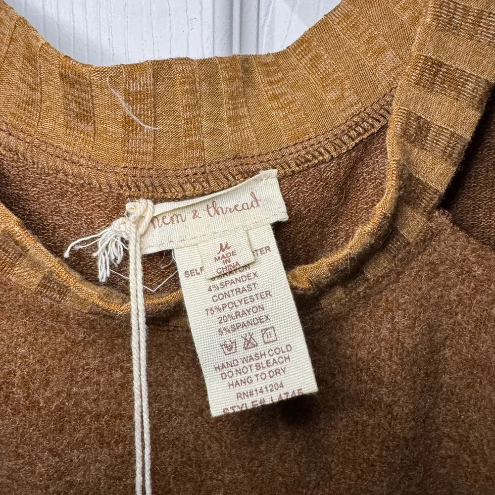 Hem & Thread Cold shoulder brown super soft sweater Size M